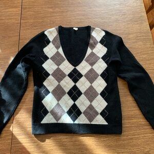 J. Crew Factory V Neck Argyle Sweater